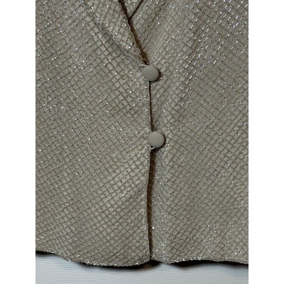 Rickie Freeman for Tj Nites Blazer Wm Sz 8 Clear Iridescent Seed Bead 100% Silk - Picture 4 of 10